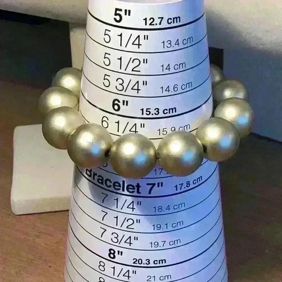 Vintage Large Gold Beaded Stretch Bracelet - Picture 3 of 4